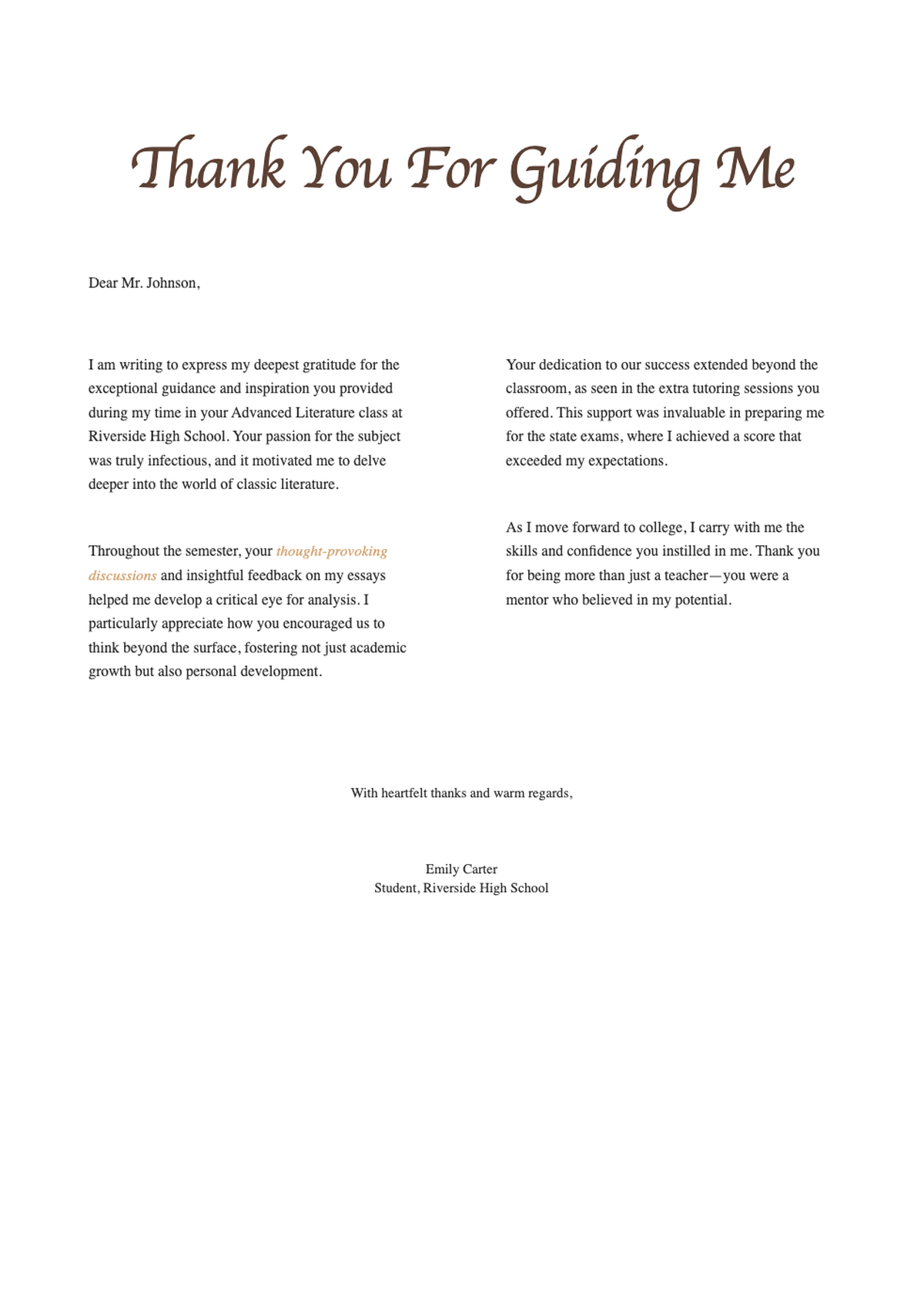 Thank you letter to professor with autumn floral border_variant_3